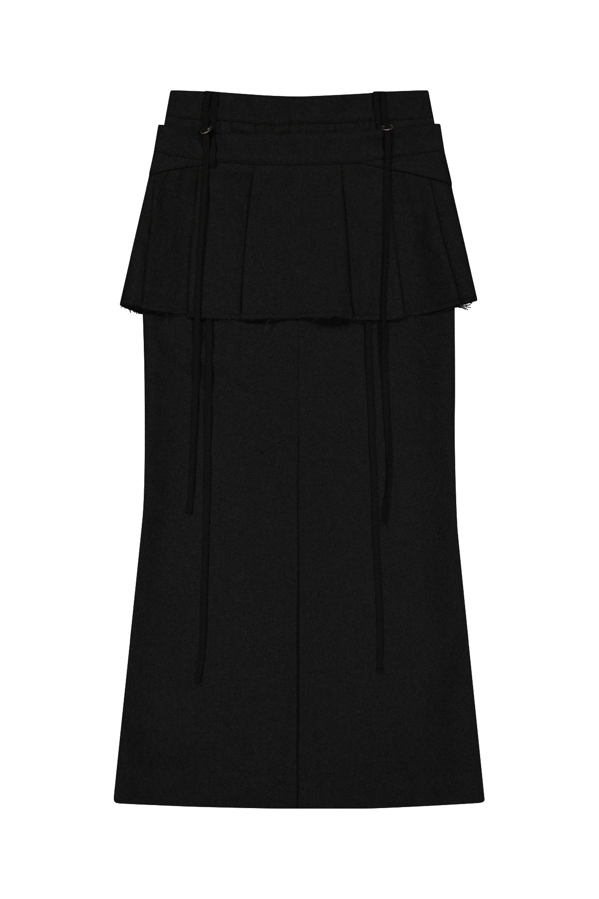 LAYERED WOOL SKIRT - BLACK
