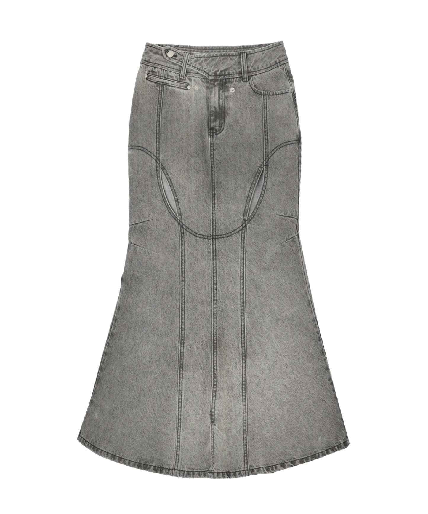 MERMAID SLIT DENIM SKIRT GREY