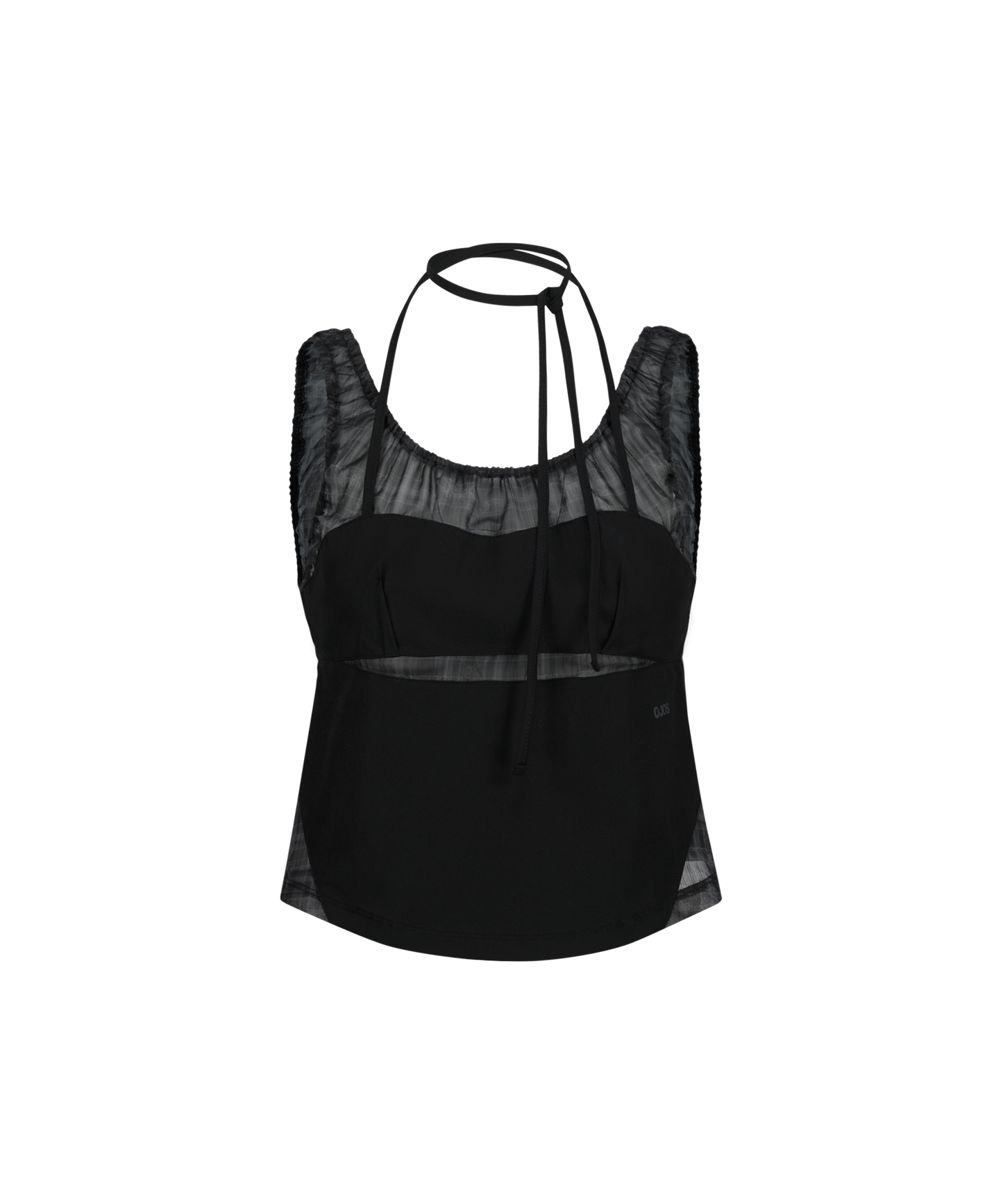 HALTER STRAP PLAID SLEEVELESS BLACK
