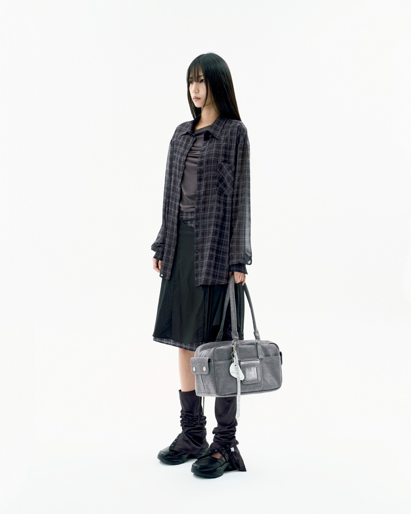 LAYERED STRAP FLARE SKIRT BLACK