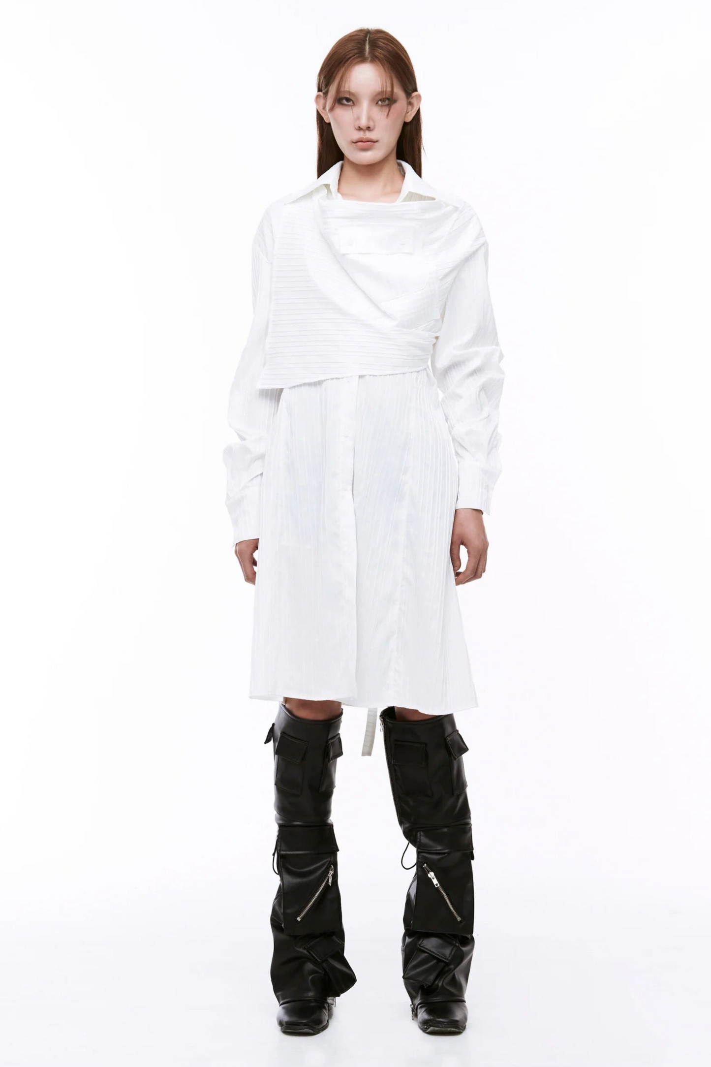 ARTSDEBASE DRAPING ONE-PIECE WHITE
