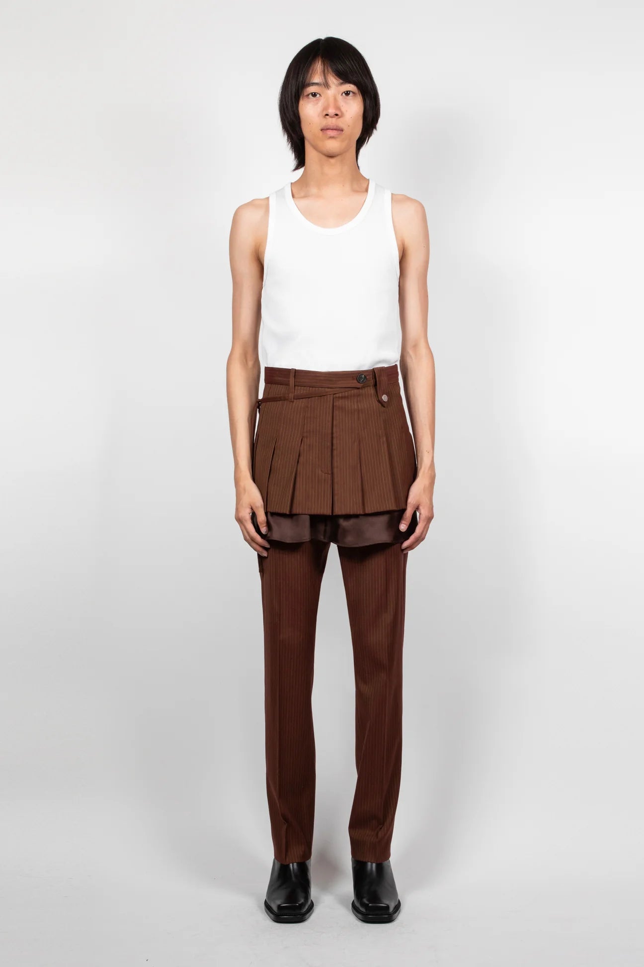 PLEATED SKIRT BROWN