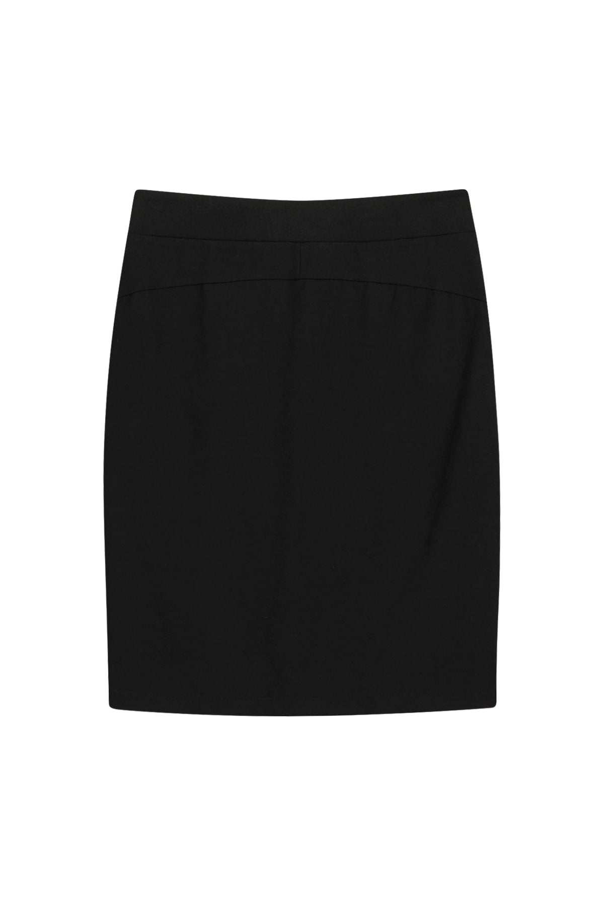 BUTTON SLIT MIDI SKIRT - BLACK
