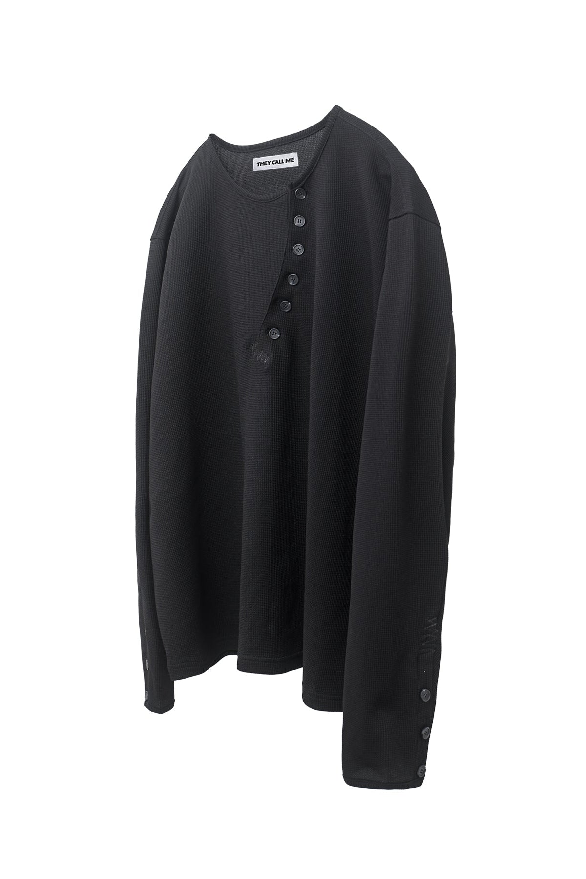 CROSSLINE HENLEY  NECK  LONG SLEEVE BLACK