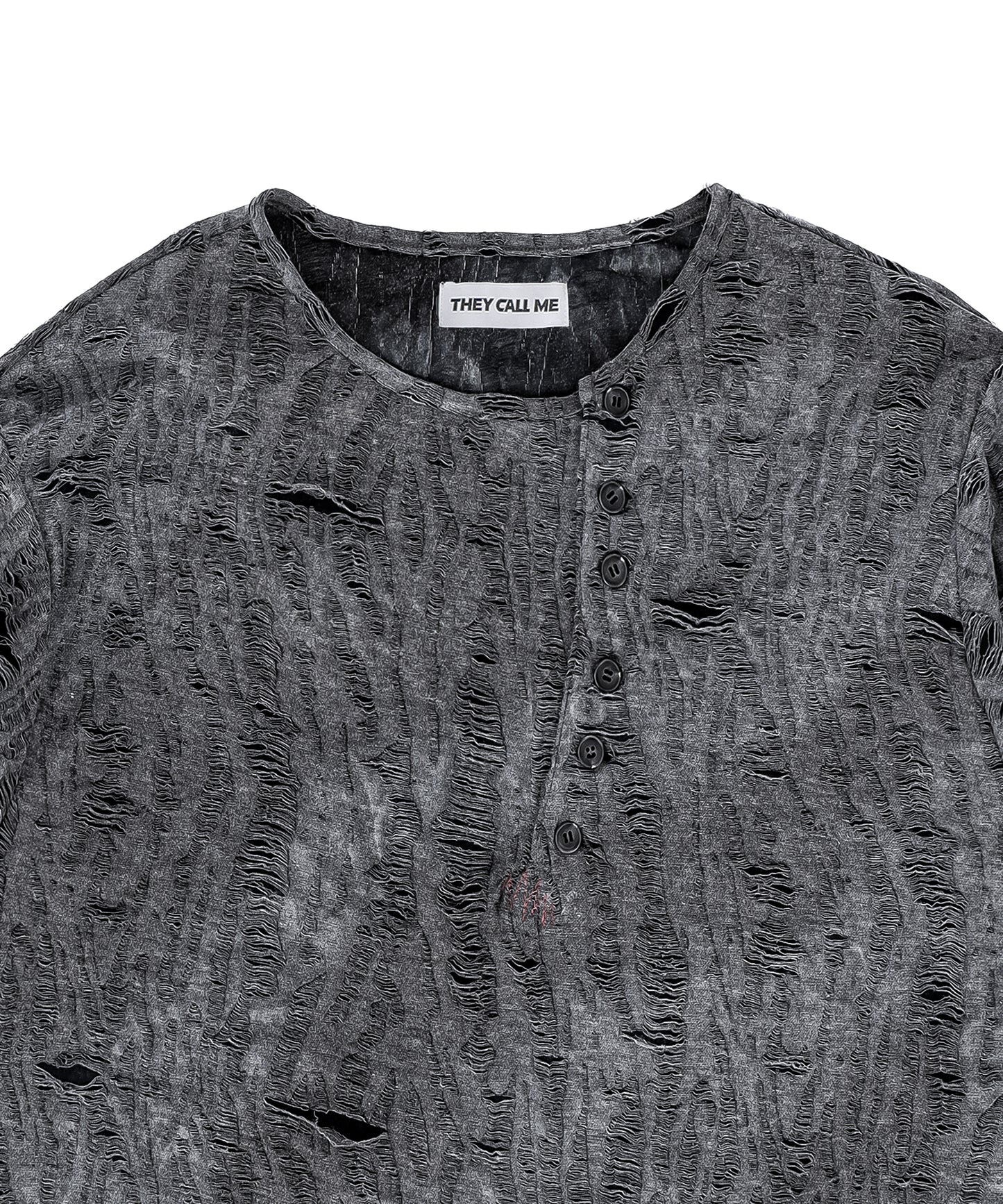 (T) CROSSLINE HENLEY  NECK  LONG SLEEVE BLACK