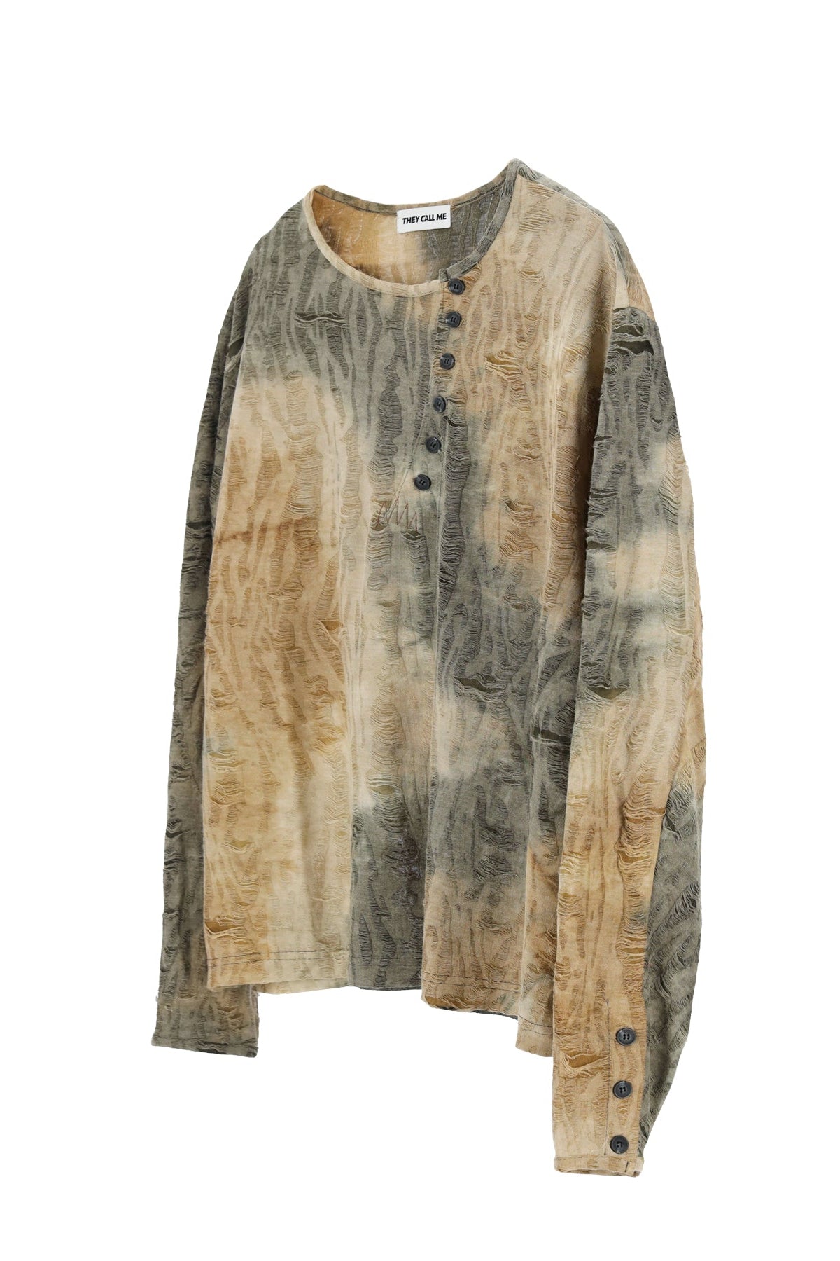 (T) CROSSLINE HENLEY  NECK  LONG SLEEVE KHAKI