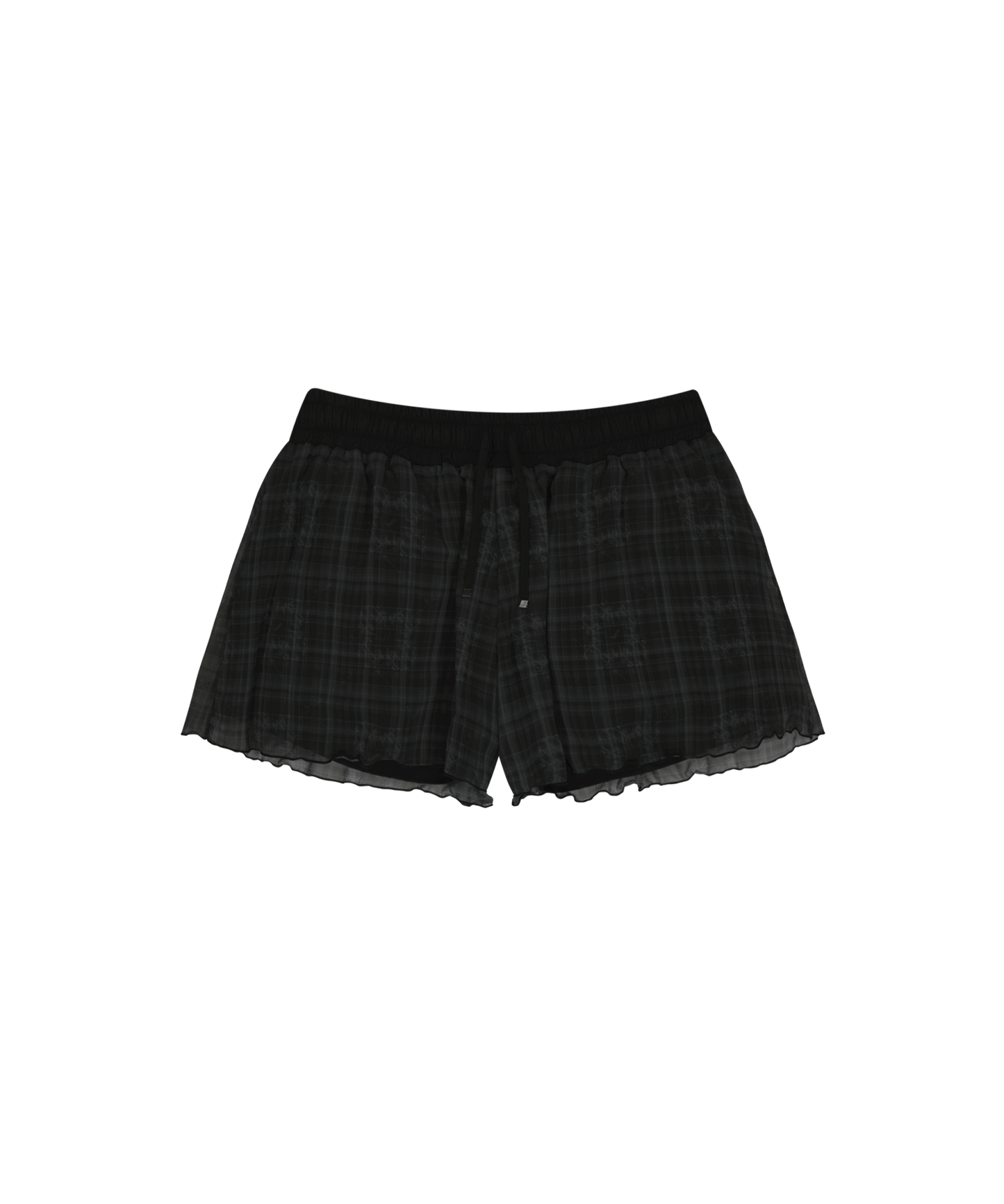 REVERSIBLE PLAID TRACK SHORTS BLACK