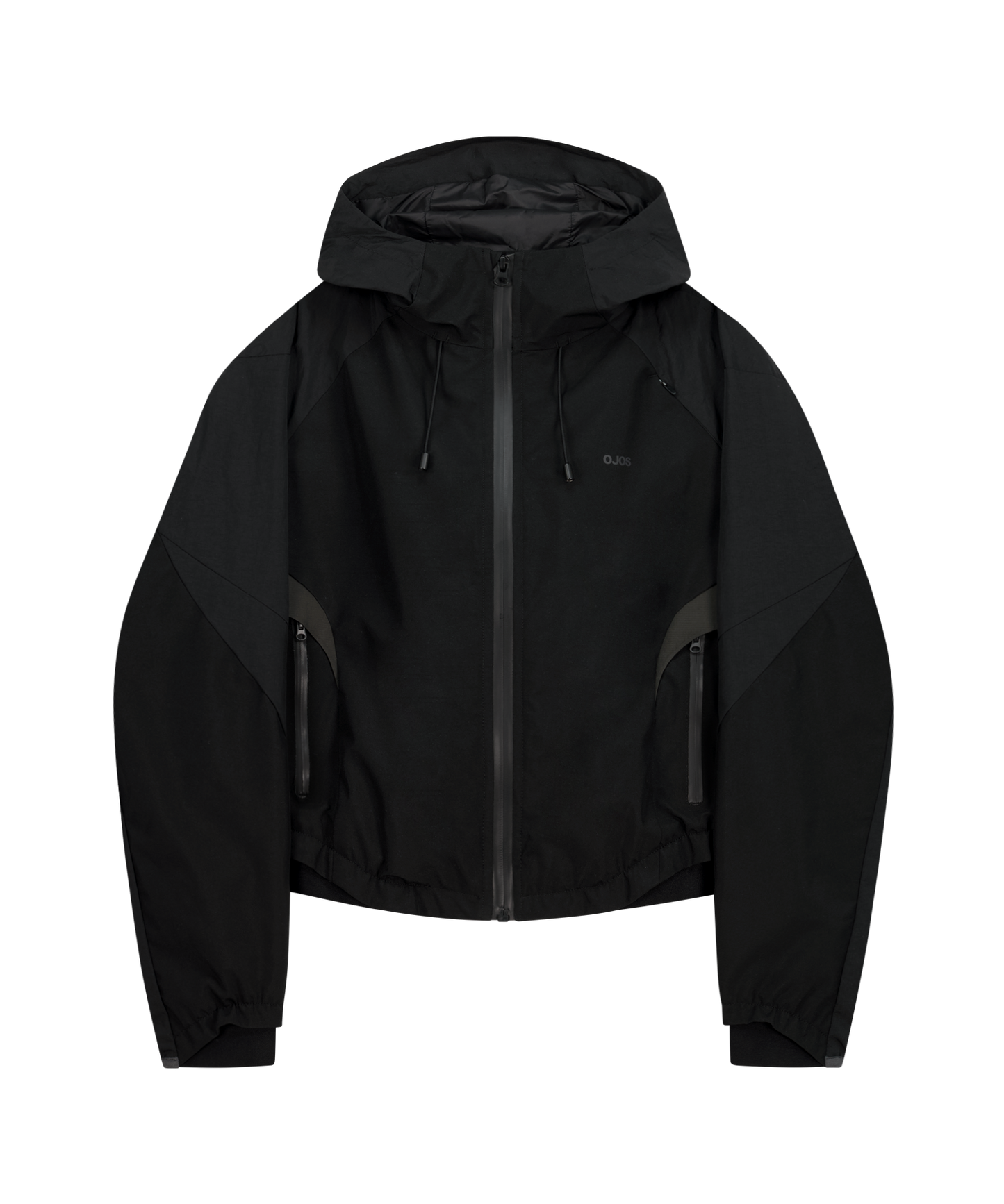 PANELED CROP SHELL JACKET BLACK
