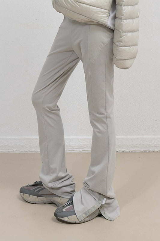 BUTTON SLIT BOOTCUT PANTS - MINT GREY
