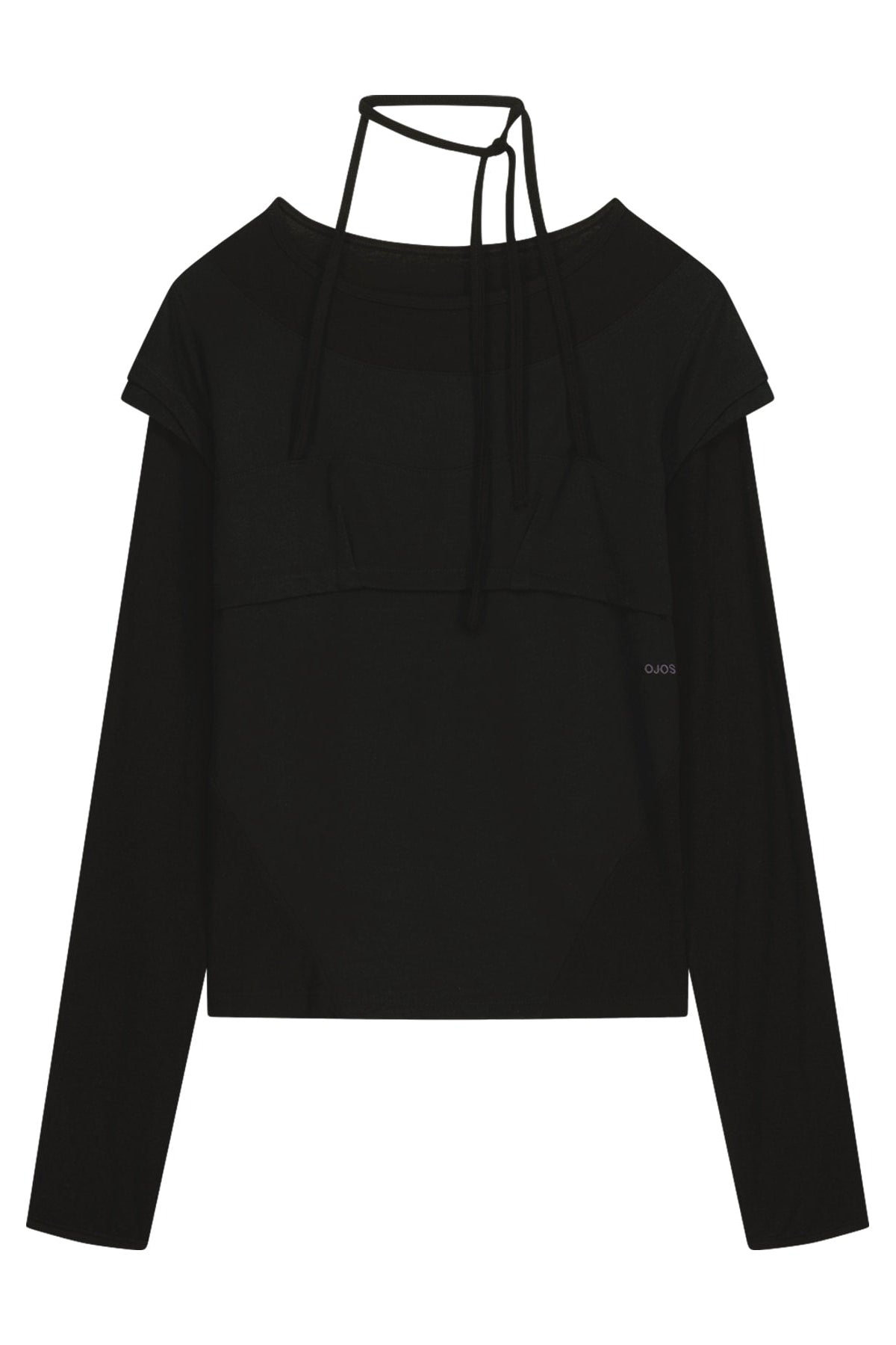 HALTER STRAP LONG SLEEVE - BLACK