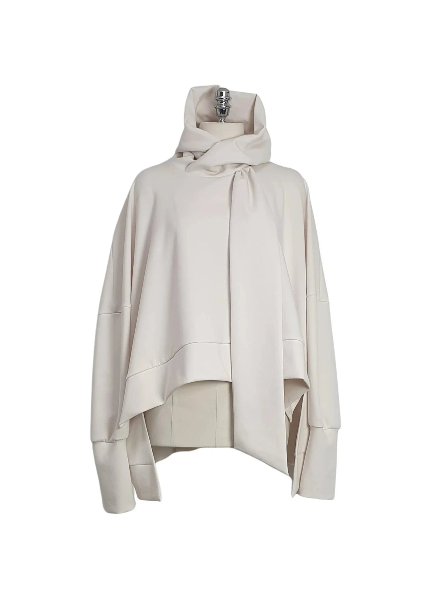 WIDE-FIT TIE HOODIE CREAM