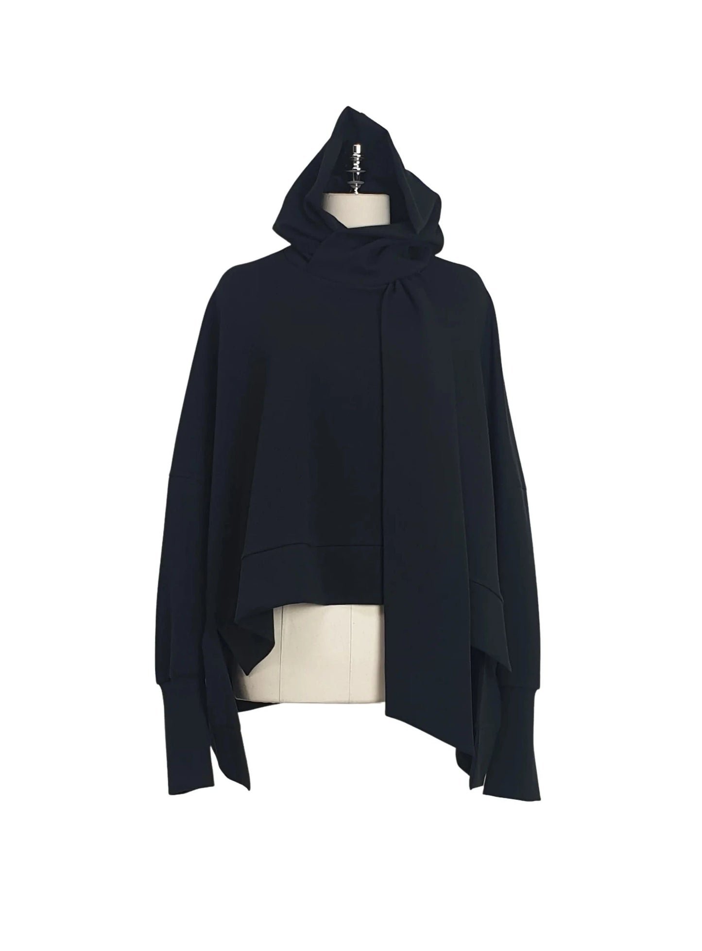 WIDE-FIT TIE HOODIE BLACK