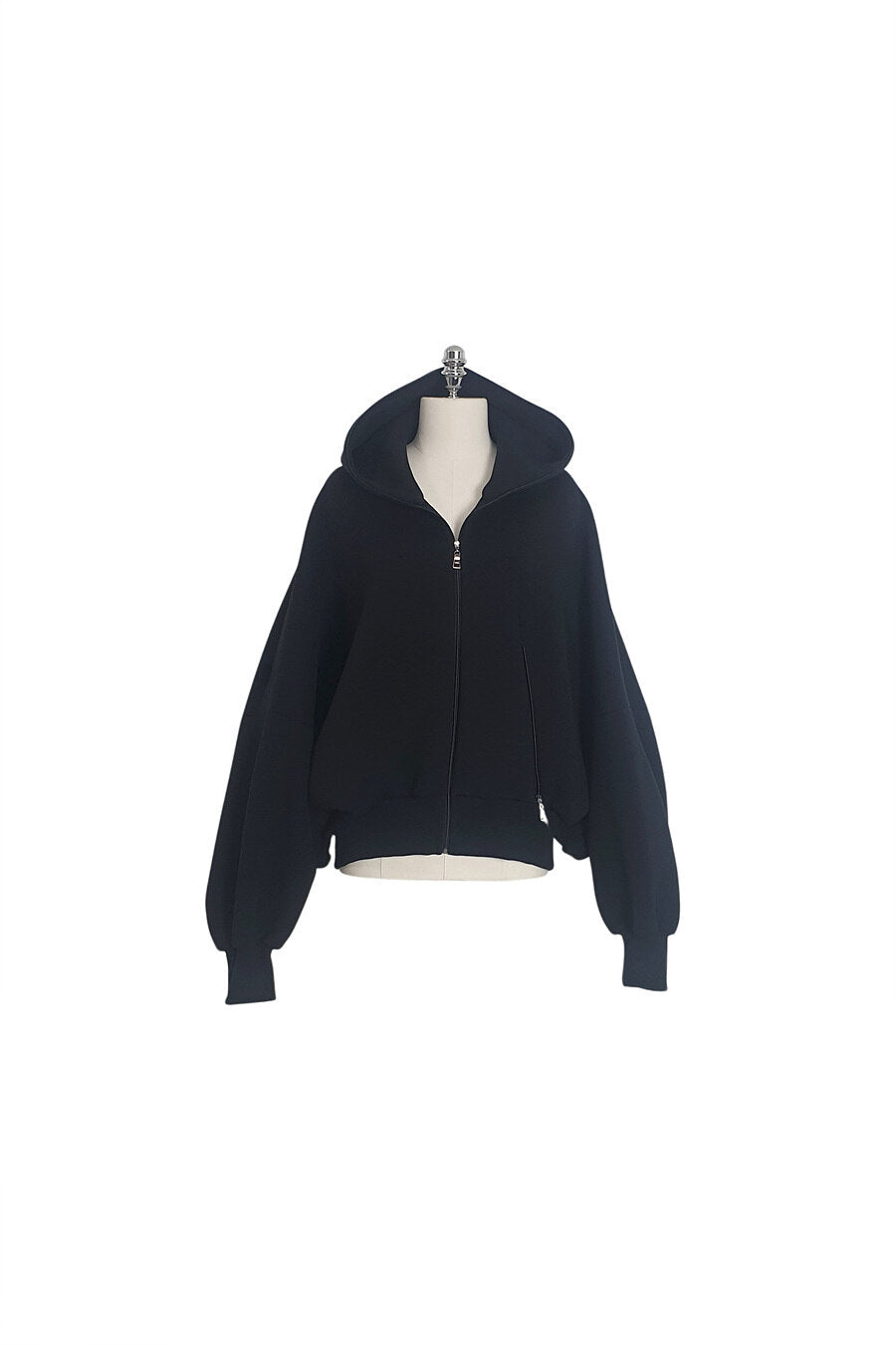NEOPRENE ZIP-UP HOODIE CARDIGAN BLACK