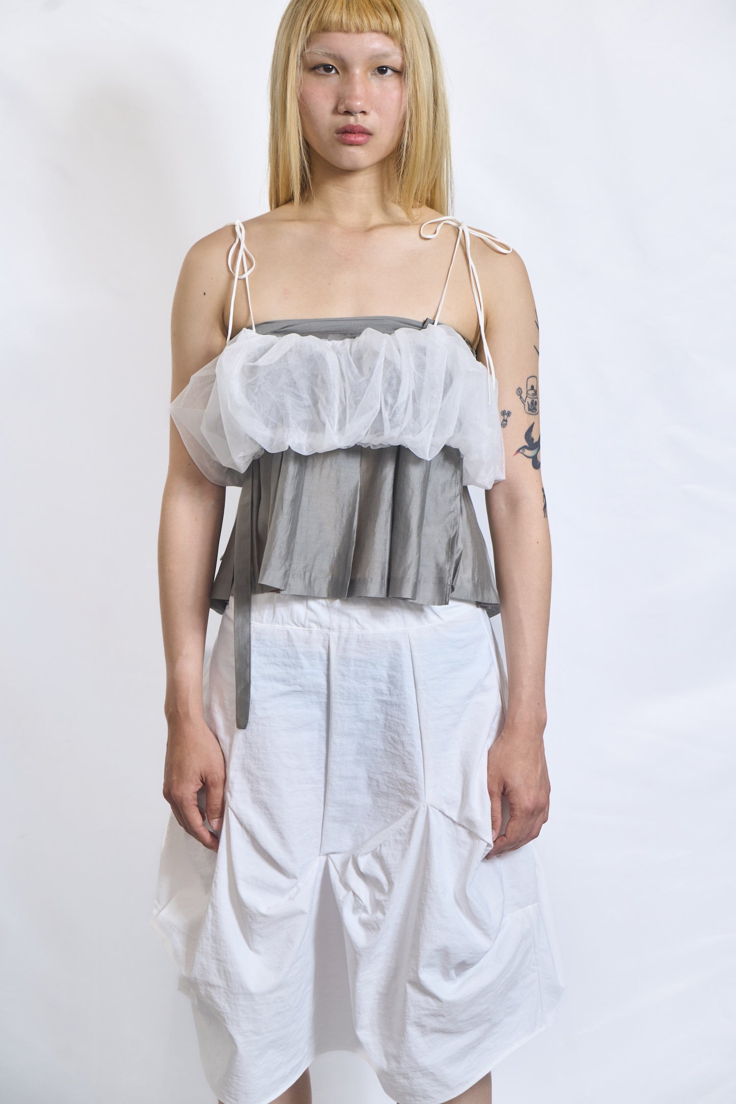 VOLUME SHEER ORGANZA CROP TOP