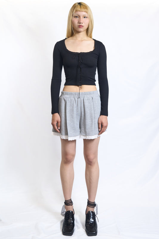 PLASTER LACE-TRIM JERSEY SHORTS