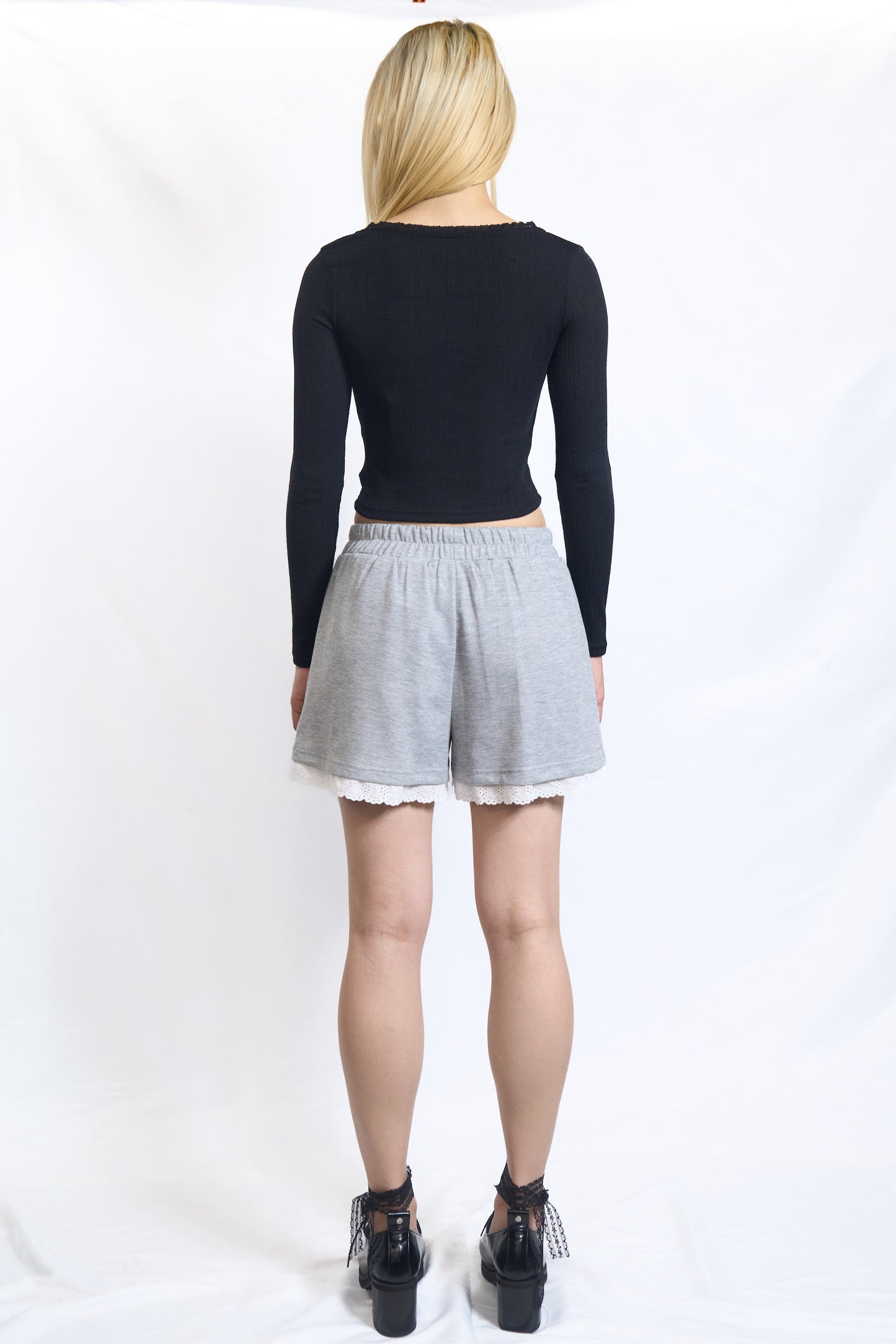 LACE-TRIM JERSEY SHORTS