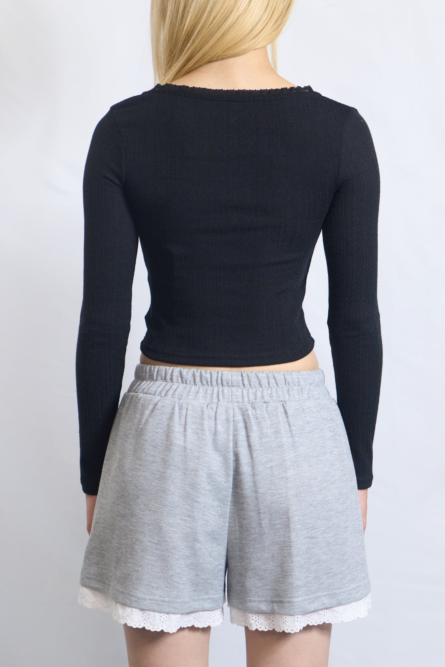 LACE-TRIM RIBBED CROP TOP