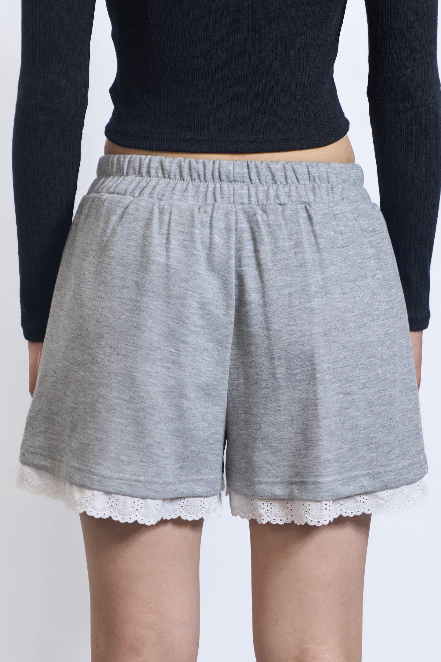 LACE-TRIM JERSEY SHORTS