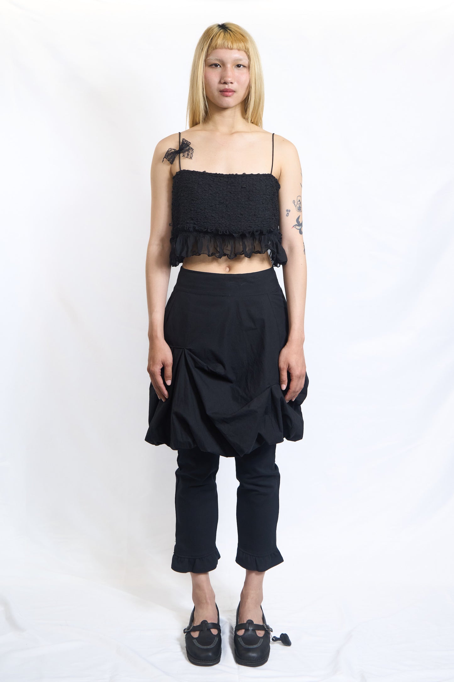 STRUCTURED BALLOON SKIRT BLACK