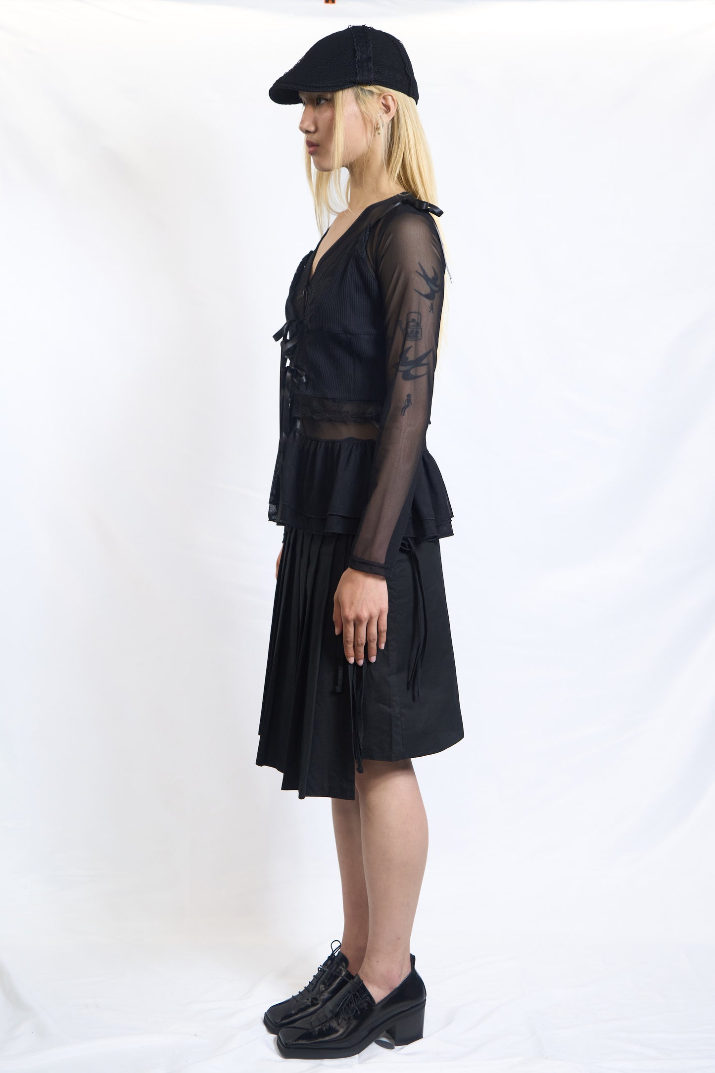 SHEER LAYERED PEPLUM CARDIGAN
