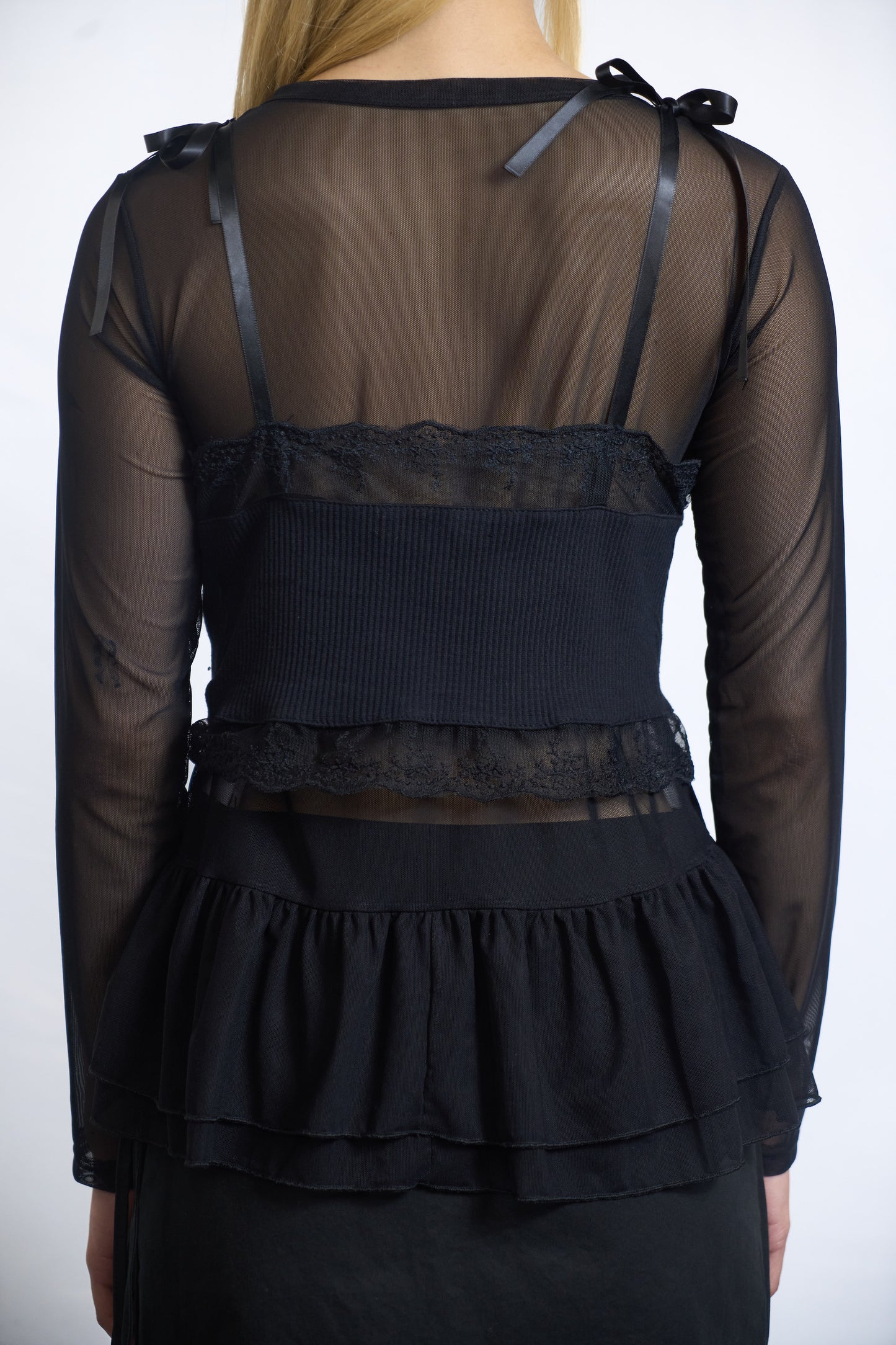 SHEER LAYERED PEPLUM CARDIGAN
