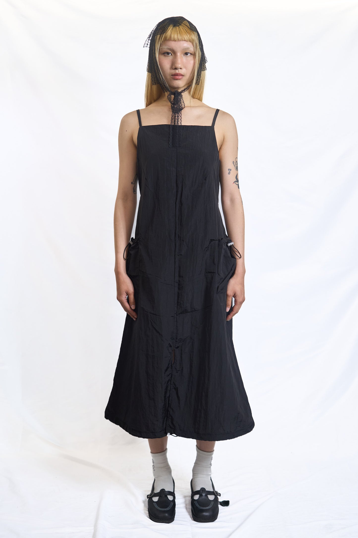 UTILITY DRAWSTRING SLIP DRESS