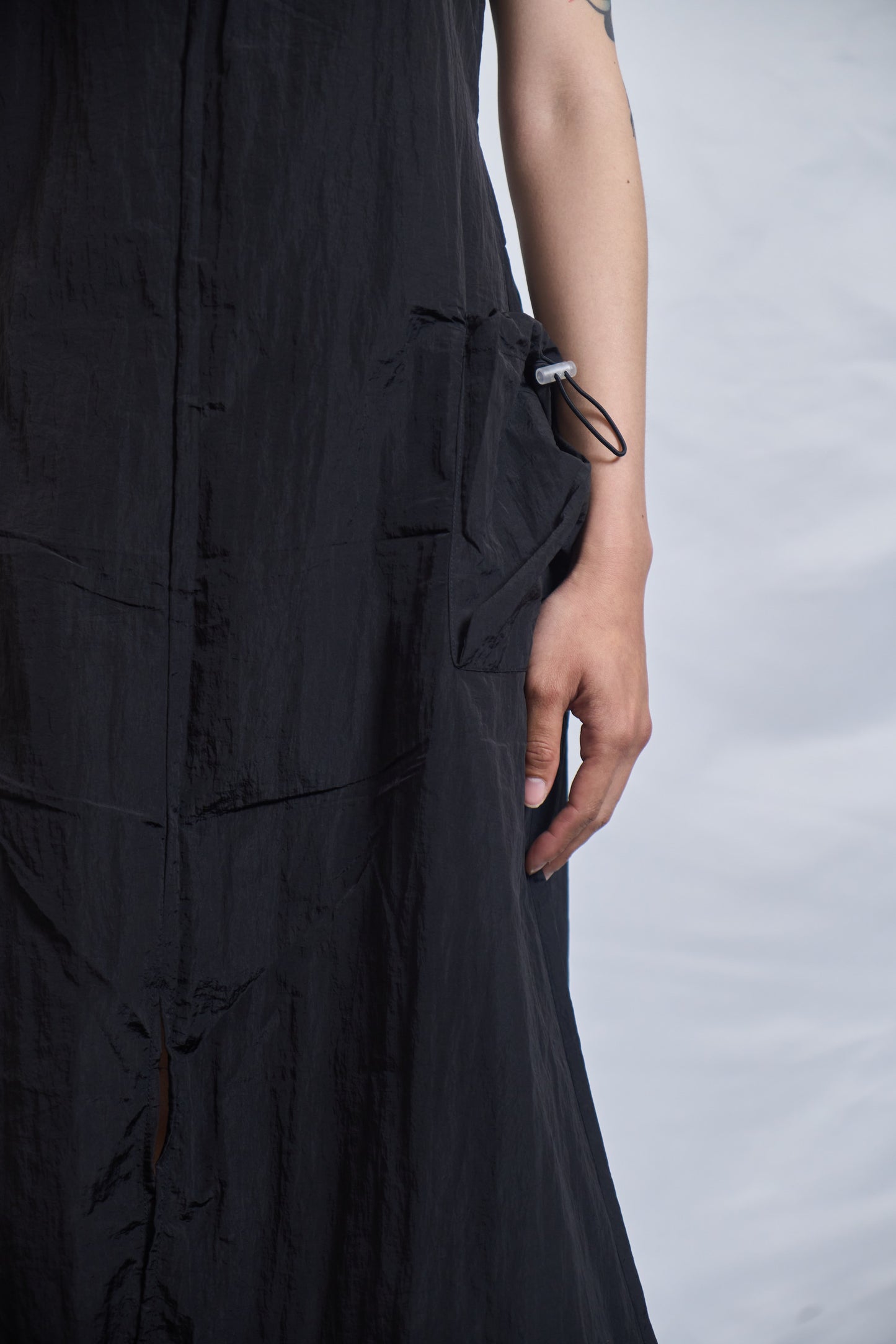 UTILITY DRAWSTRING SLIP DRESS