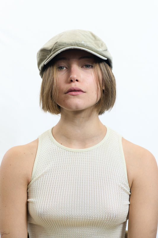 WASHED SPLATTER DOT CAP BEIGE