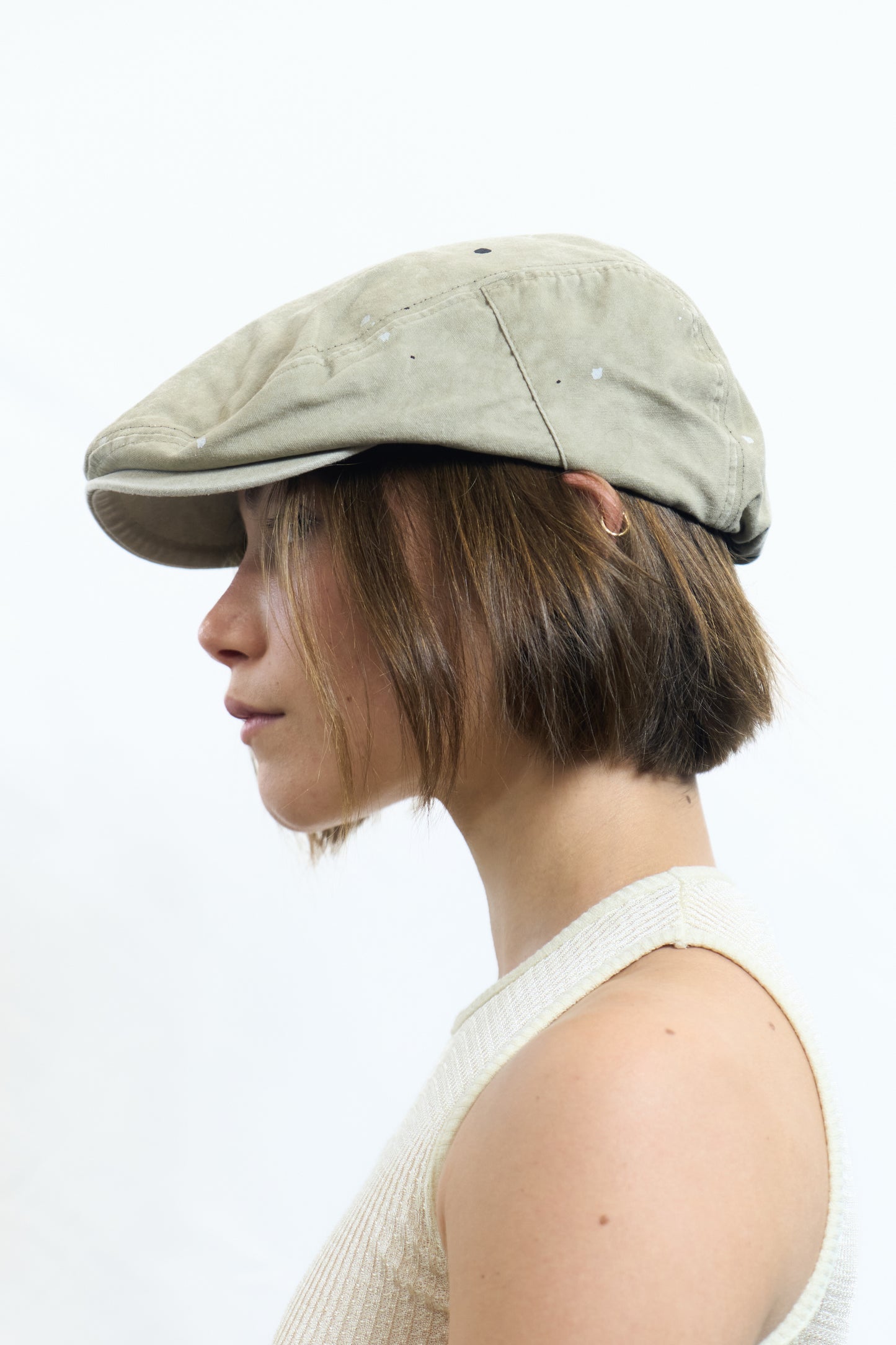 WASHED SPLATTER DOT CAP BEIGE