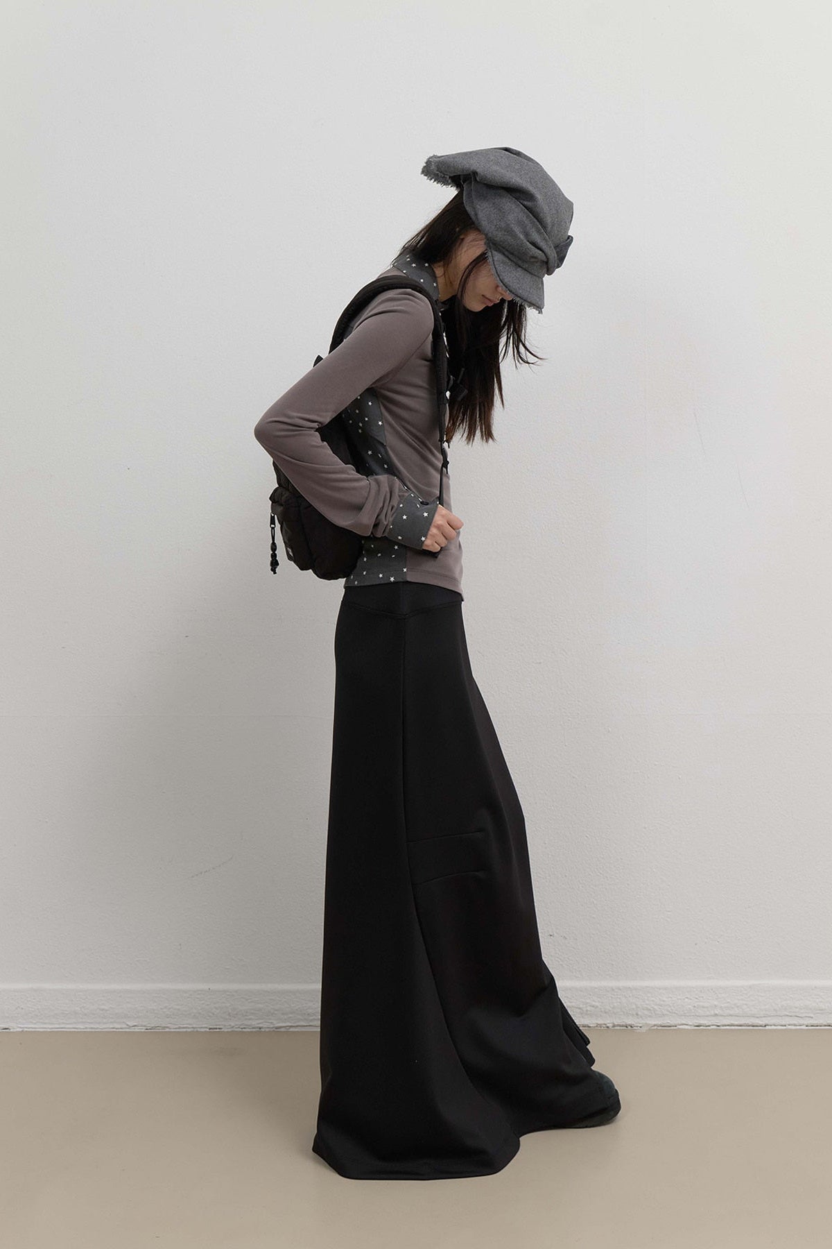 ASYMMETRIC MERMAID JERSEY SKIRT - BLACK