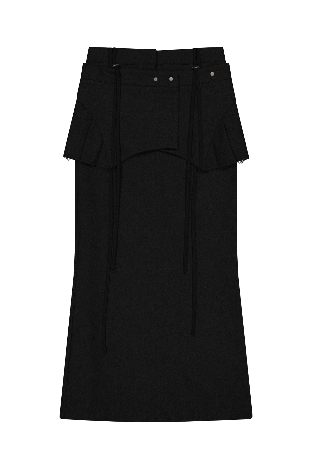 LAYERED WOOL SKIRT - BLACK