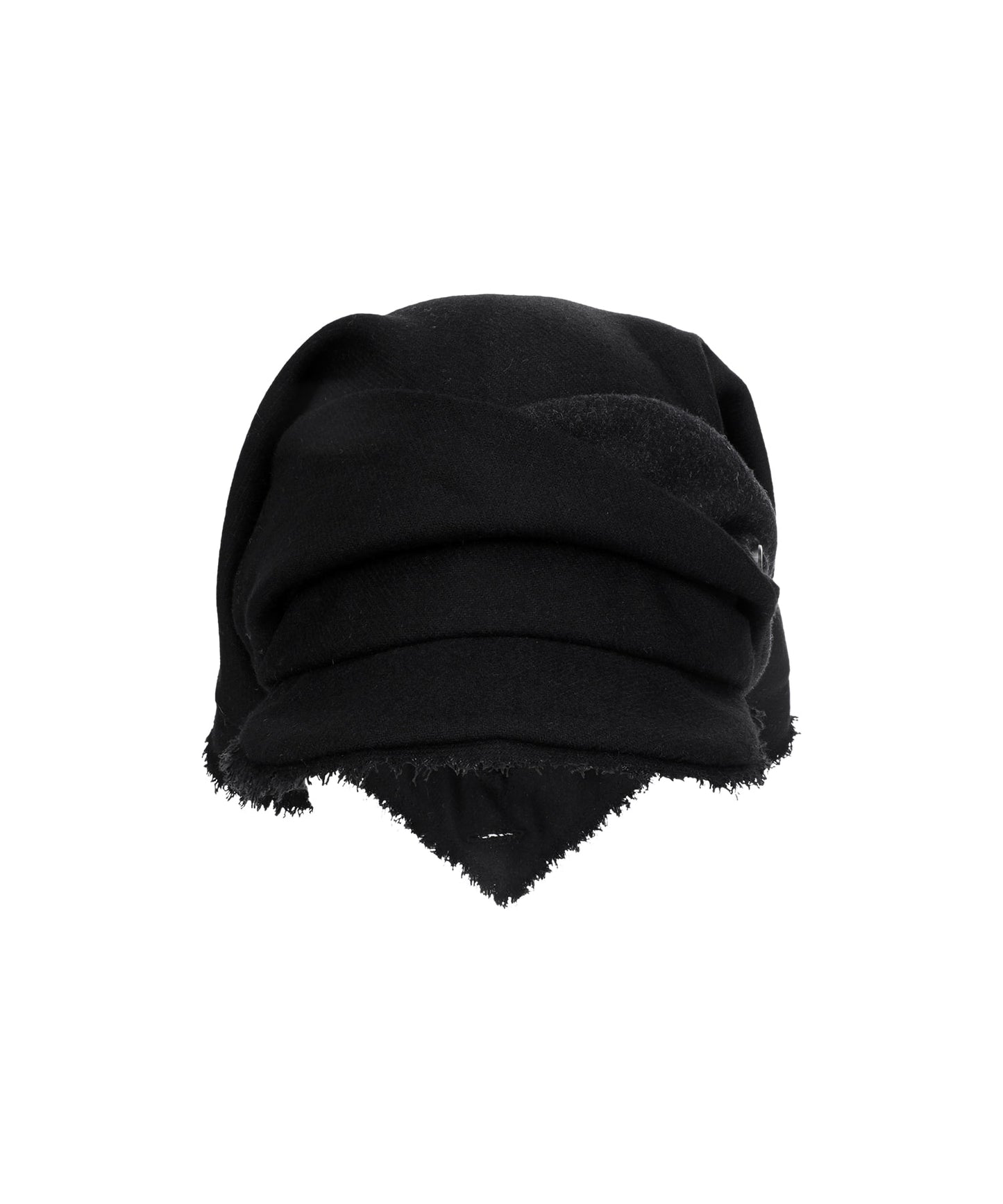 SCARF VEIL WOOL CAP - BLACK