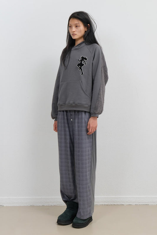 CHECK SLEEP JERSEY PANTS - CHARCOAL