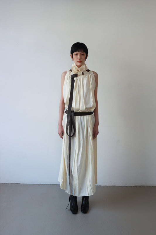 Leather Knot Pleats Dress