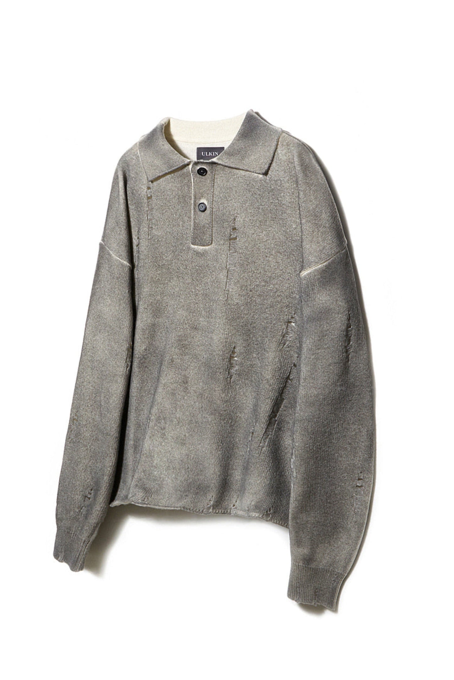 SPRAY DAMAGED POLO KNIT GREY
