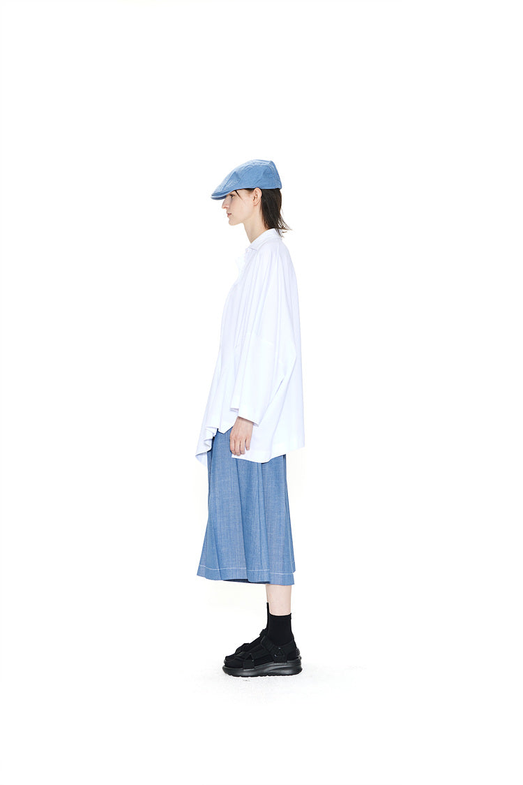 OVERSIZED ASYMMETRICAL WIDE POLO TOP WHITE