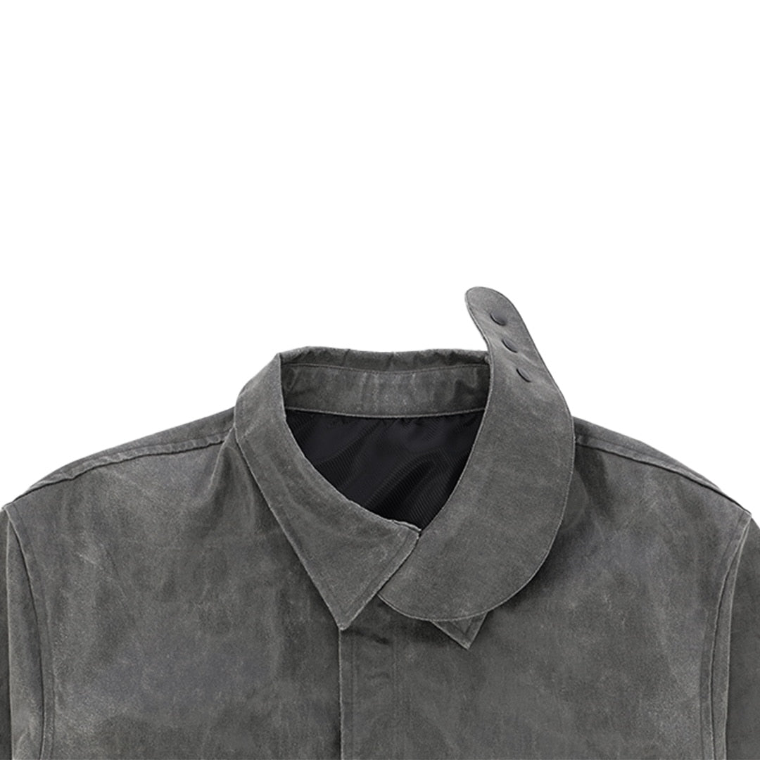 PANEL COLLAR FIELD COAT_VER IMBALANCE (WASHED LEATHER)