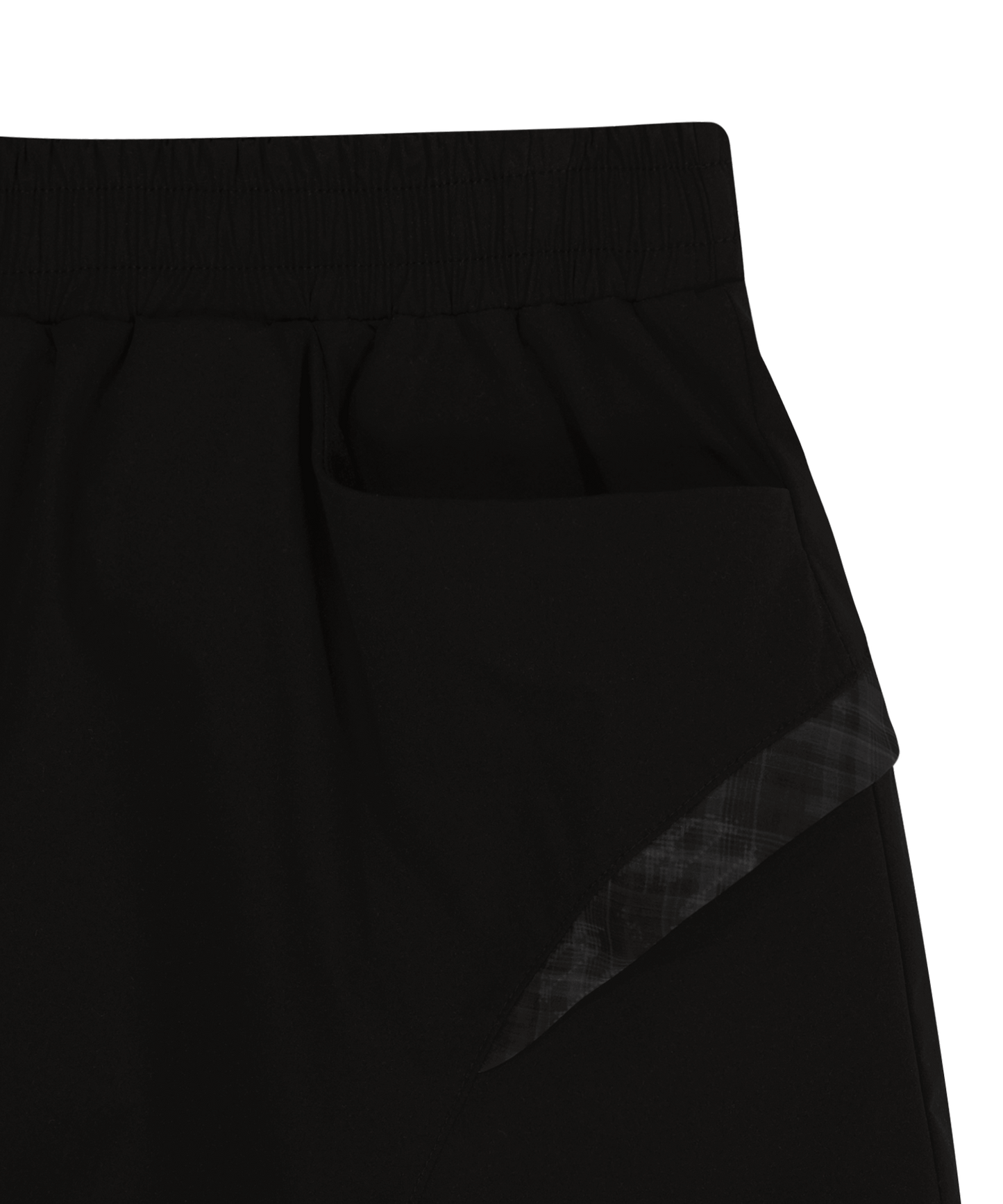 REVERSIBLE PLAID TRACK SHORTS BLACK