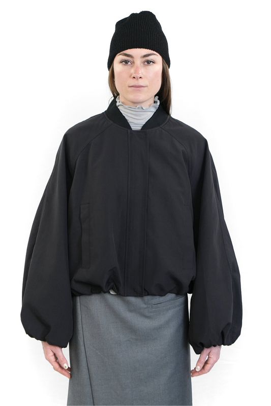 BLACK NYLON BLOUSON JACKET