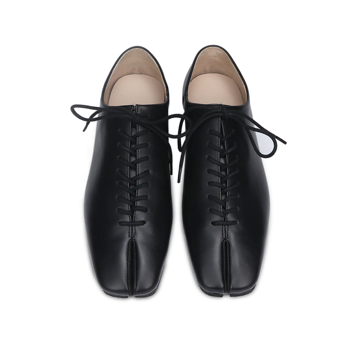 RONIN BLACK LACE UP LEATHER FLATS