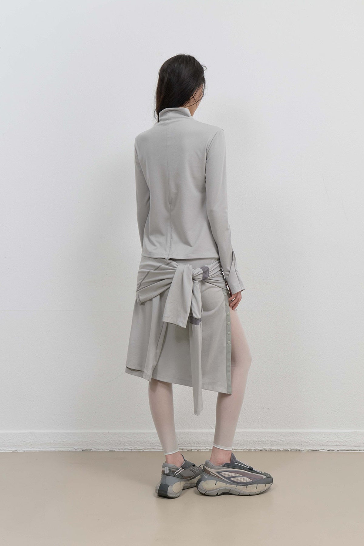 MESH BAND PUFF SLEEVE - MINT GREY
