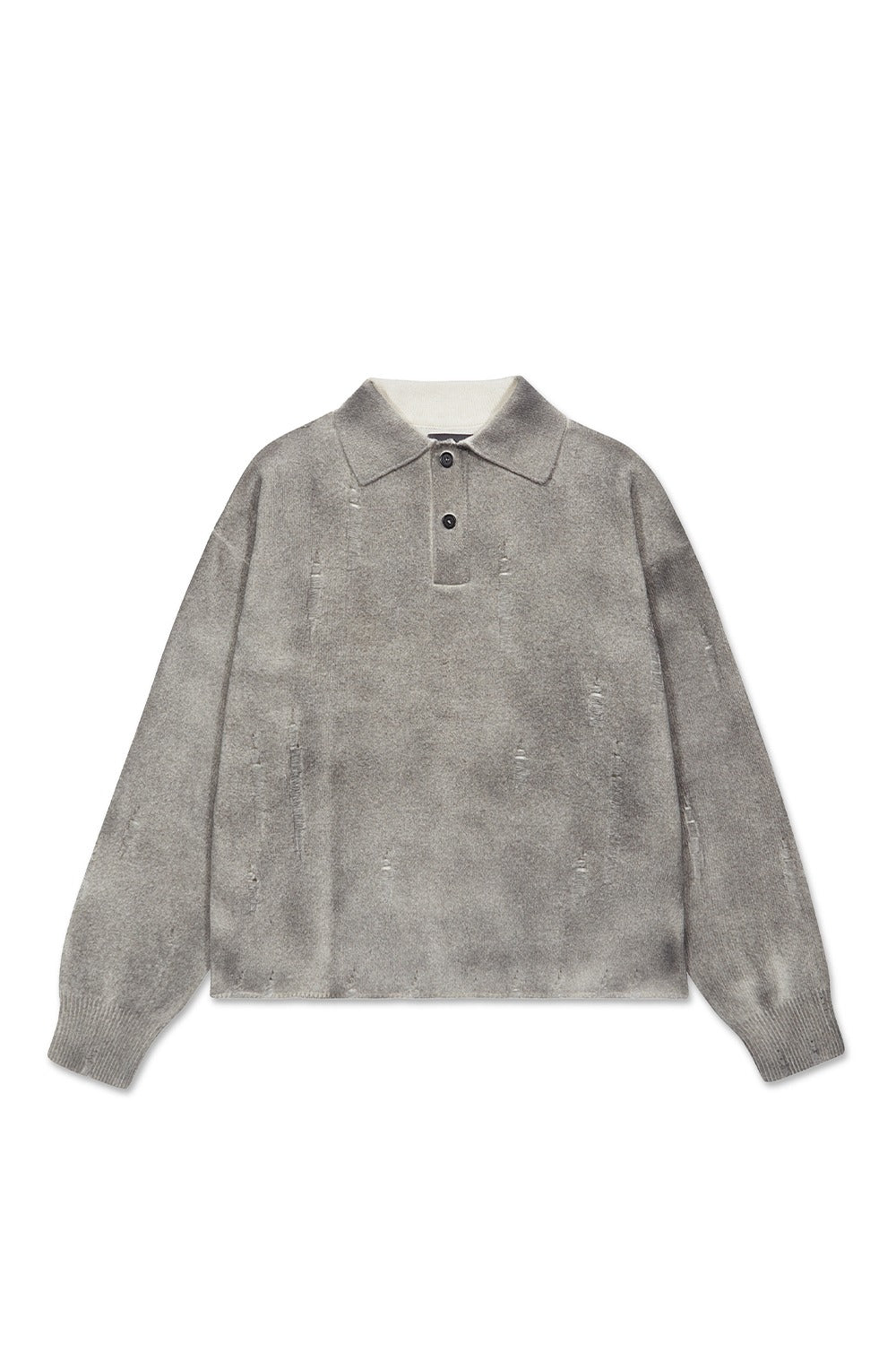 SPRAY DAMAGED POLO KNIT GREY