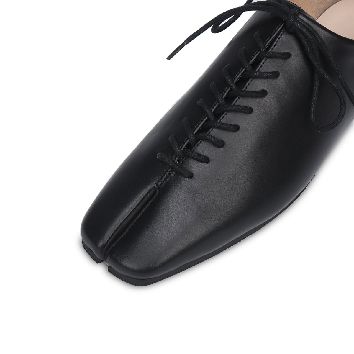 RONIN BLACK LACE UP LEATHER FLATS