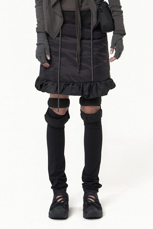REVERSIBLE MIDI PADDED SKIRT BLACK
