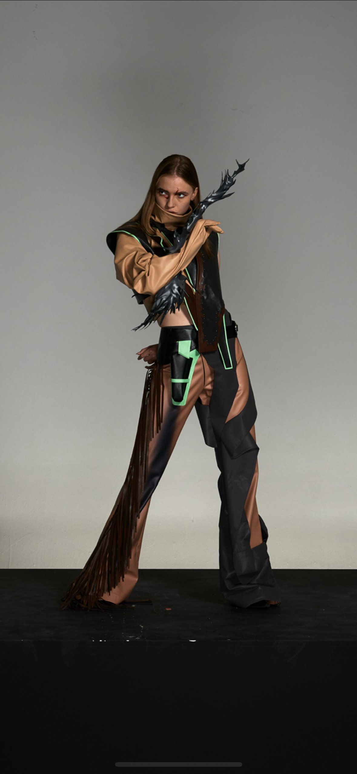 LEATHER PANEL TROUSERS