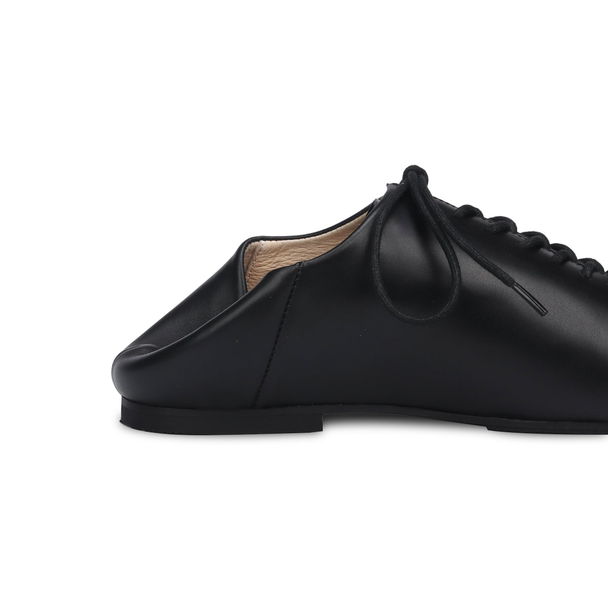 RONIN BLACK LACE UP LEATHER FLATS