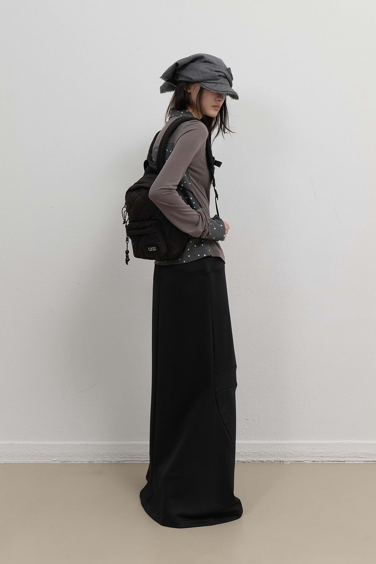 ASYMMETRIC MERMAID JERSEY SKIRT - BLACK