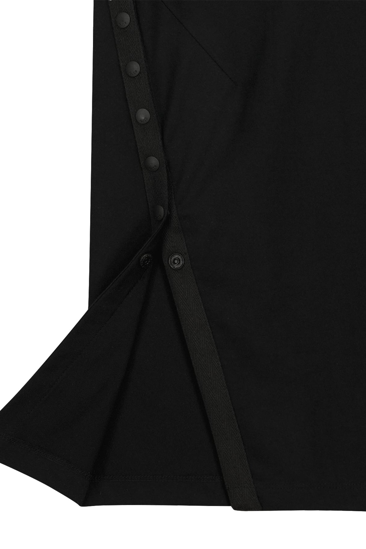 BUTTON SLIT MIDI SKIRT - BLACK
