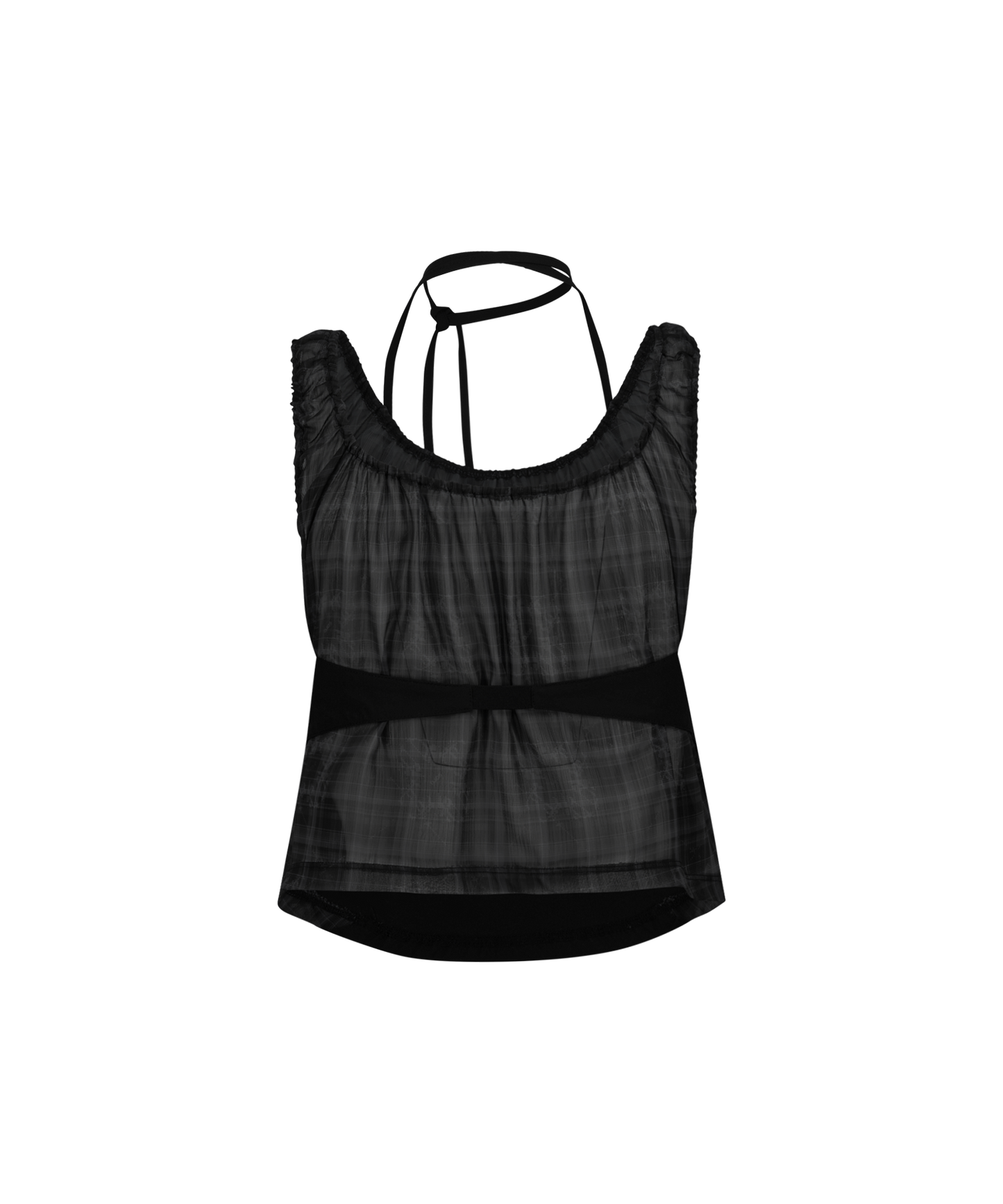 HALTER STRAP PLAID SLEEVELESS BLACK