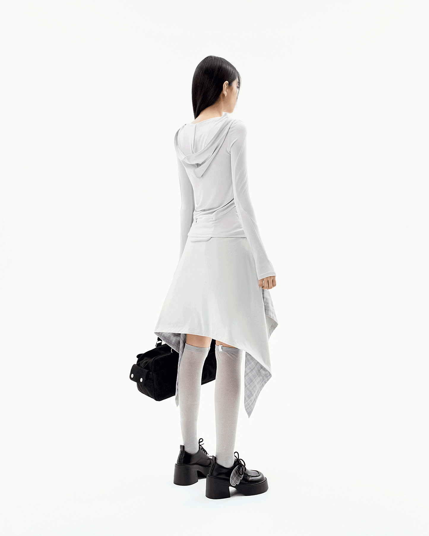 MULTI-PANEL PLEATS SKIRT WARM GREY